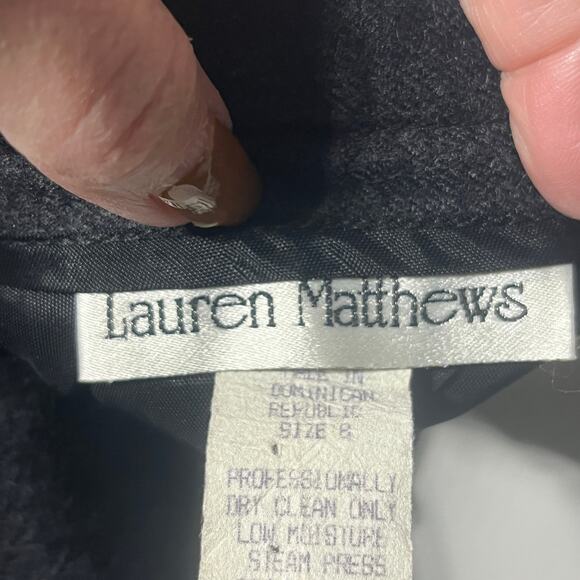 Lauren Matthews Skirt VTG 90s Midi Charcoal Gray Wool Back Slit Office Career 8 - Picture 5 of 6